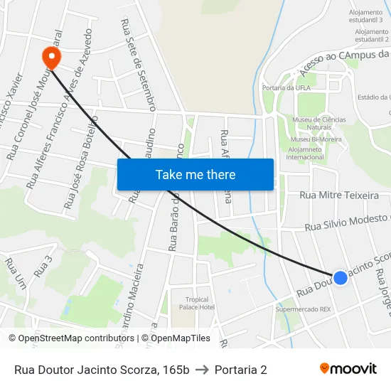 Rua Doutor Jacinto Scorza, 165b to Portaria 2 map