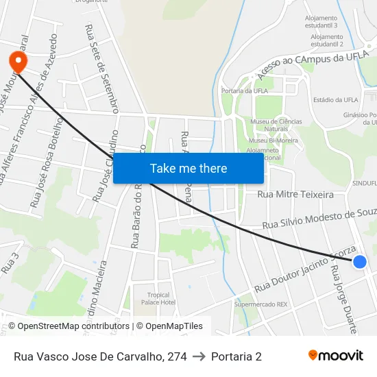 Rua Vasco Jose De Carvalho, 274 to Portaria 2 map