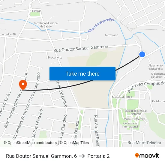 Rua Doutor Samuel Gammon, 6 to Portaria 2 map