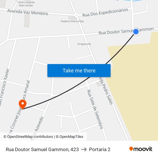 Rua Doutor Samuel Gammon, 423 to Portaria 2 map