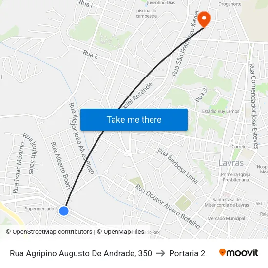 Rua Agripino Augusto De Andrade, 350 to Portaria 2 map