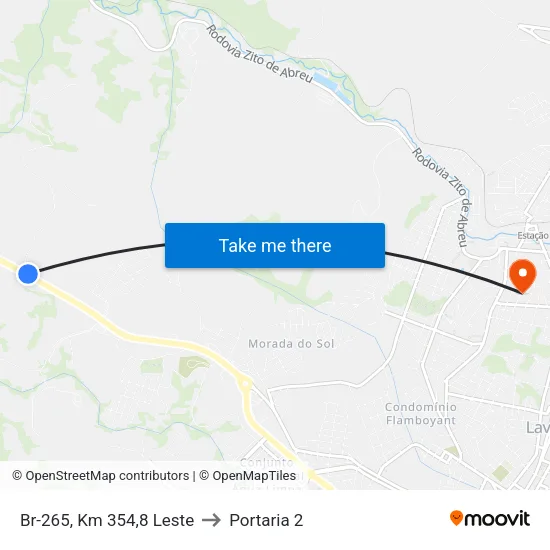 Br-265, Km 354,8 Leste to Portaria 2 map