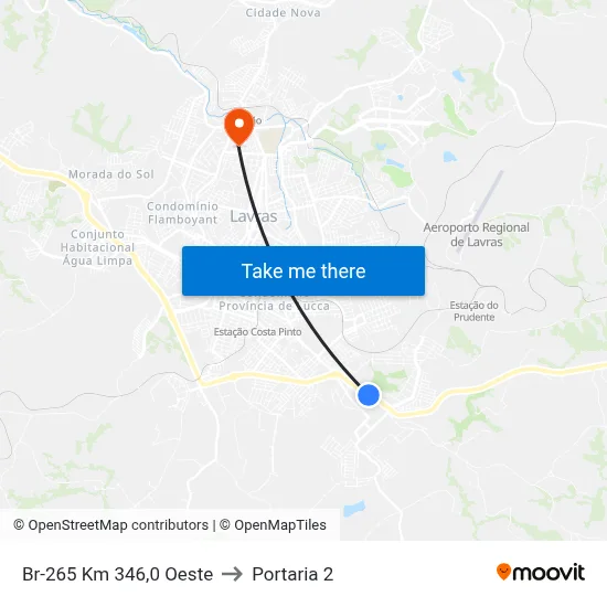 Br-265 Km 346,0 Oeste to Portaria 2 map