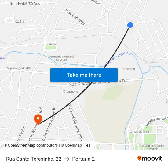 Rua Santa Teresinha, 22 to Portaria 2 map