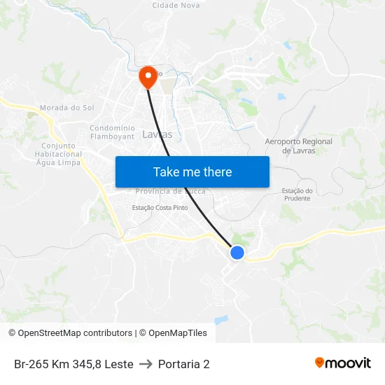 Br-265 Km 345,8 Leste to Portaria 2 map