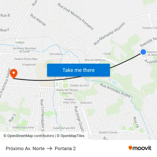 Próximo Av. Norte to Portaria 2 map