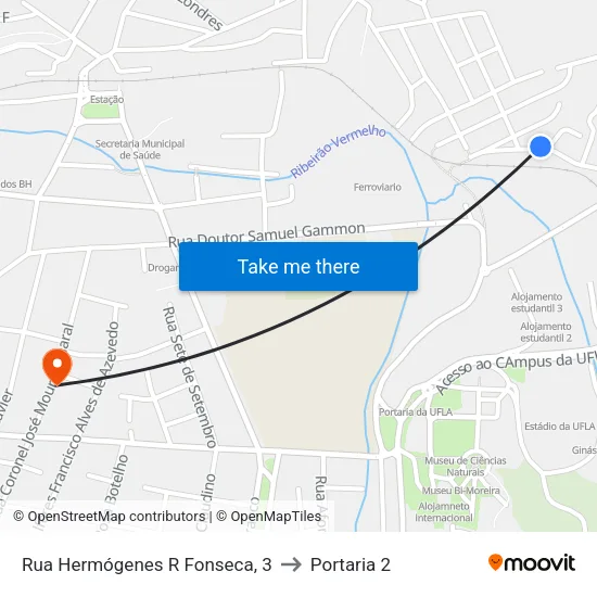 Rua Hermógenes R Fonseca, 3 to Portaria 2 map