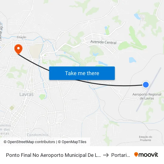 Ponto Final No Aeroporto Municipal De Lavras to Portaria 2 map