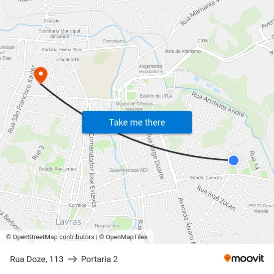 Rua Doze, 113 to Portaria 2 map