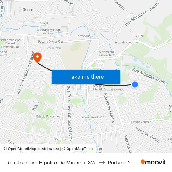 Rua Joaquim Hipólito De Miranda, 82a to Portaria 2 map