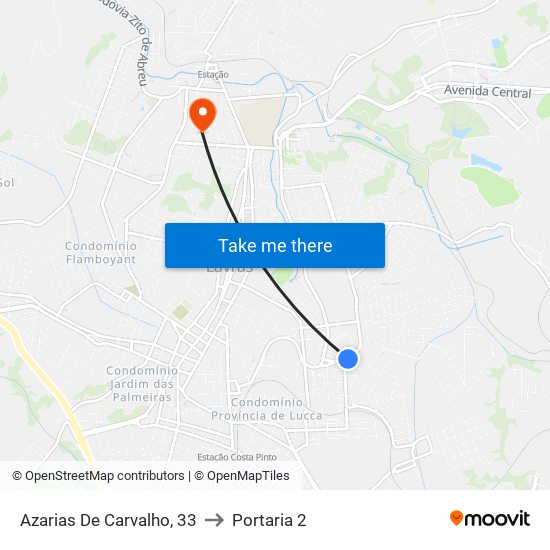 Azarias De Carvalho, 33 to Portaria 2 map