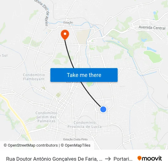 Rua Doutor Antônio Gonçalves De Faria, 137 to Portaria 2 map