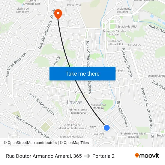 Rua Doutor Armando Amaral, 365 to Portaria 2 map