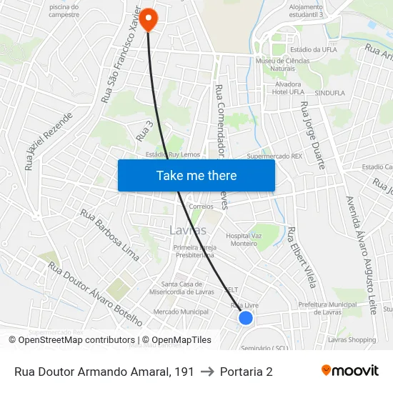 Rua Doutor Armando Amaral, 191 to Portaria 2 map