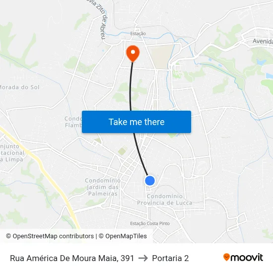 Rua América De Moura Maia, 391 to Portaria 2 map