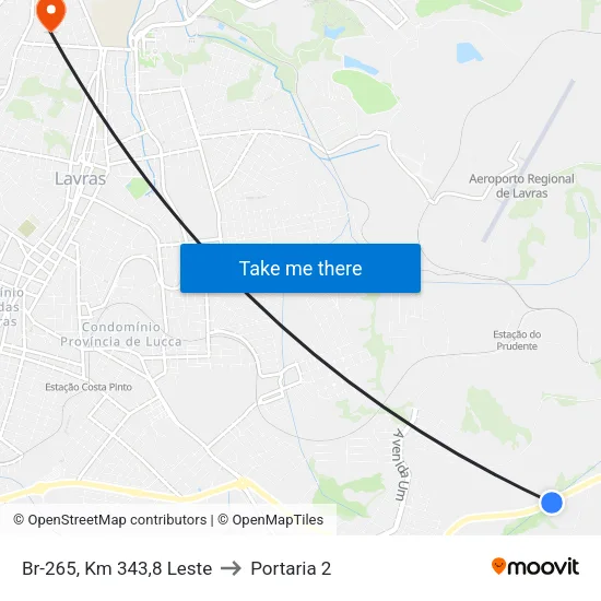 Br-265, Km 343,8 Leste to Portaria 2 map