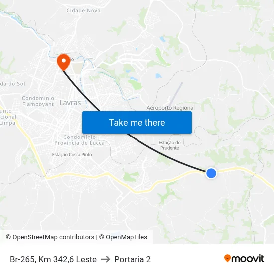 Br-265, Km 342,6 Leste to Portaria 2 map