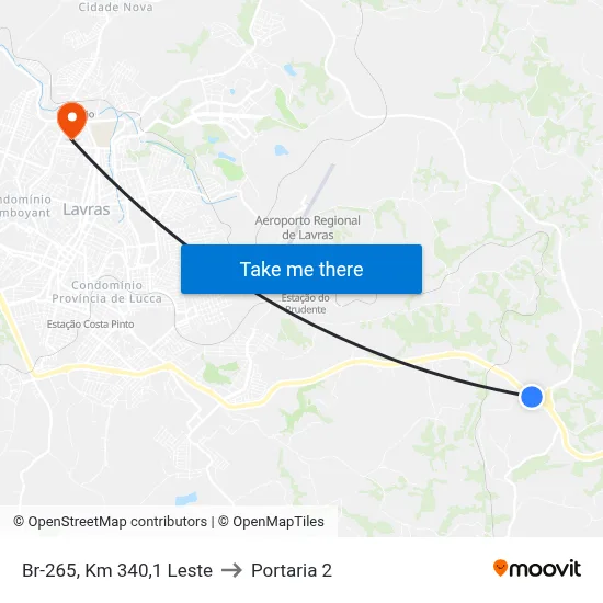 Br-265, Km 340,1 Leste to Portaria 2 map