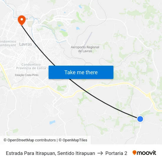 Estrada Para Itirapuan, Sentido Itirapuan to Portaria 2 map