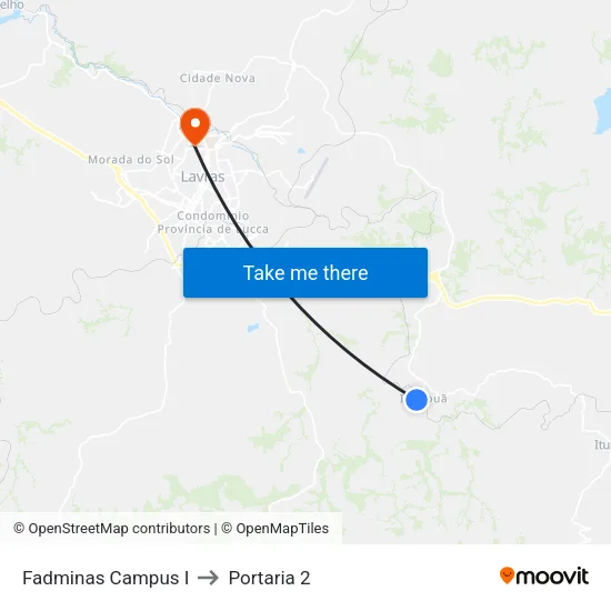 Fadminas Campus I to Portaria 2 map