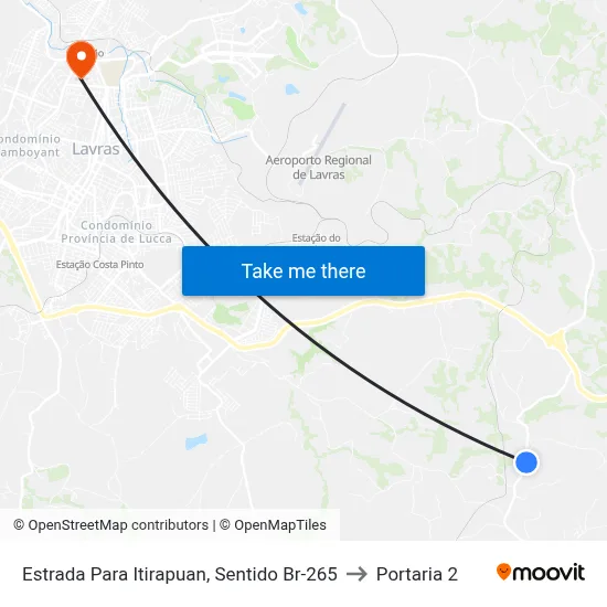 Estrada Para Itirapuan, Sentido Br-265 to Portaria 2 map