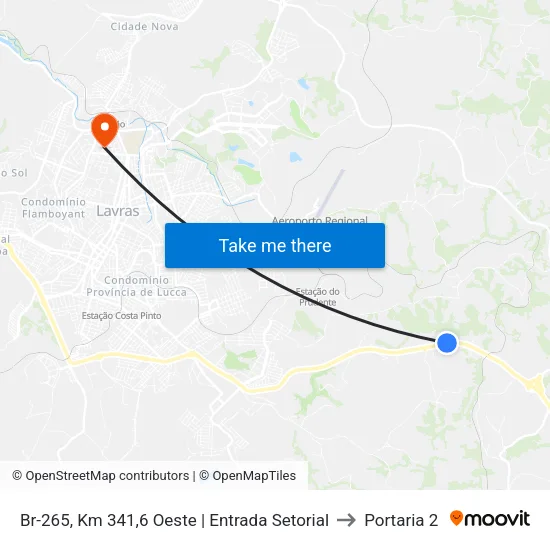 Br-265, Km 341,6 Oeste | Entrada Setorial to Portaria 2 map