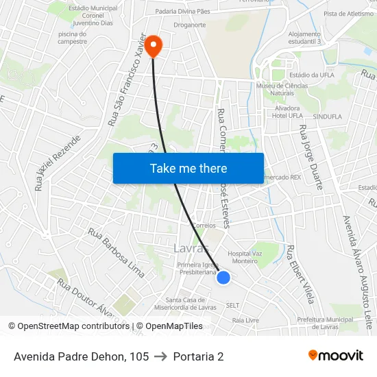 Avenida Padre Dehon, 105 to Portaria 2 map