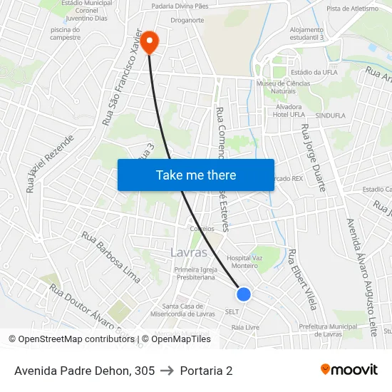 Avenida Padre Dehon, 305 to Portaria 2 map