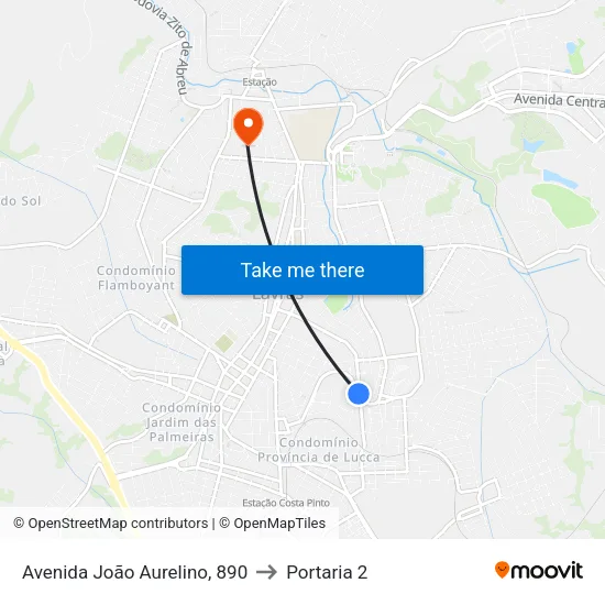 Avenida João Aurelino, 890 to Portaria 2 map