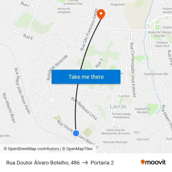 Rua Doutor Álvaro Botelho, 486 to Portaria 2 map