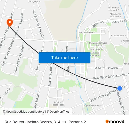 Rua Doutor Jacinto Scorza, 314 to Portaria 2 map