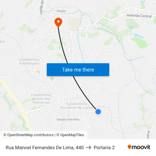 Rua Manoel Fernandes De Lima, 440 to Portaria 2 map
