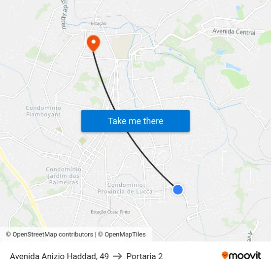 Avenida Anizio Haddad, 49 to Portaria 2 map