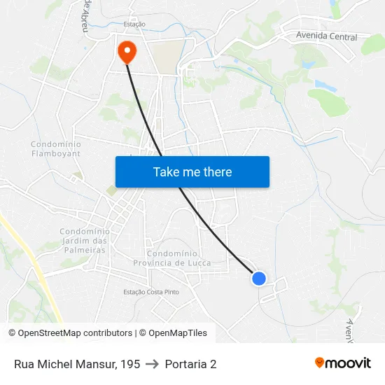 Rua Michel Mansur, 195 to Portaria 2 map