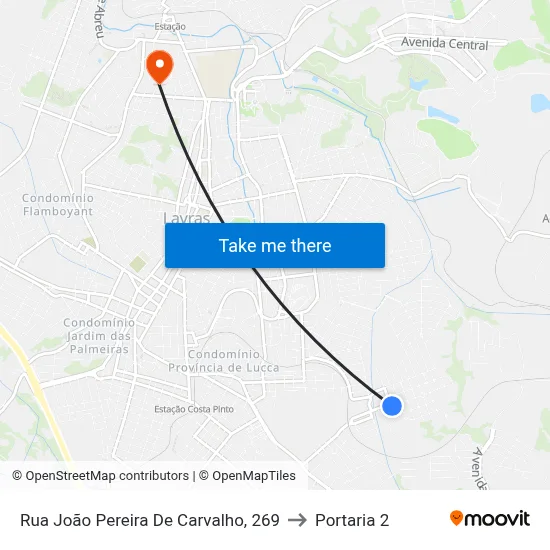 Rua João Pereira De Carvalho, 269 to Portaria 2 map