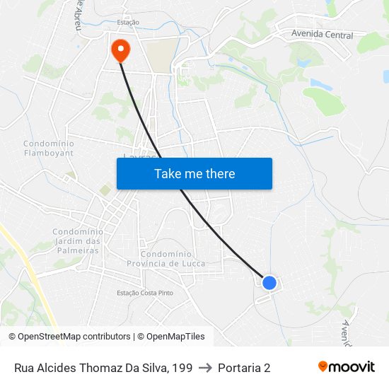 Rua Alcides Thomaz Da Silva, 199 to Portaria 2 map