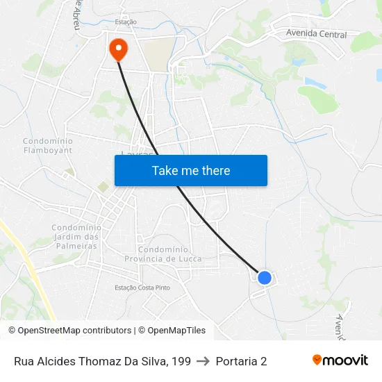 Rua Alcides Thomaz Da Silva, 199 to Portaria 2 map