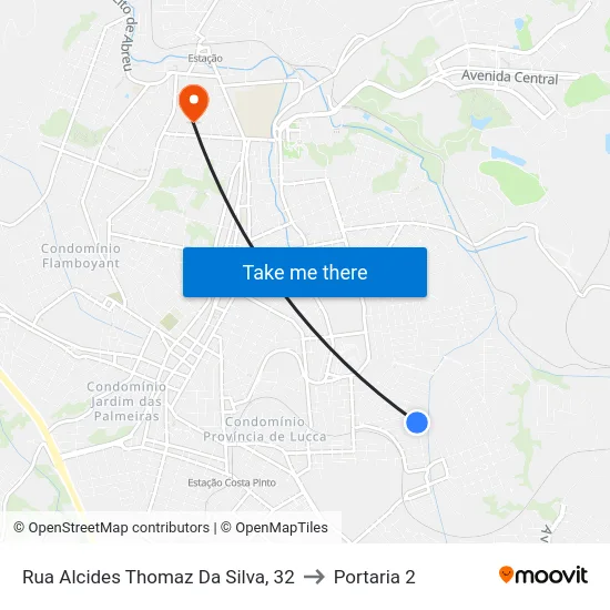 Rua Alcides Thomaz Da Silva, 32 to Portaria 2 map