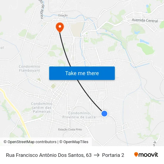 Rua Francisco Antônio Dos Santos, 63 to Portaria 2 map