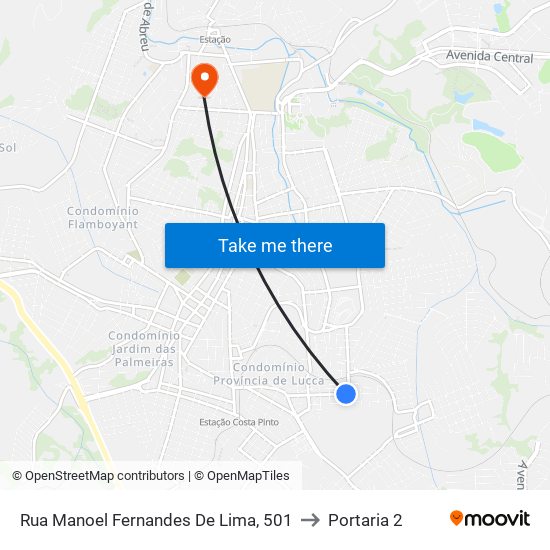 Rua Manoel Fernandes De Lima, 501 to Portaria 2 map