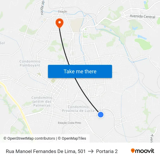 Rua Manoel Fernandes De Lima, 501 to Portaria 2 map