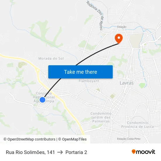 Rua Rio Solimões, 141 to Portaria 2 map