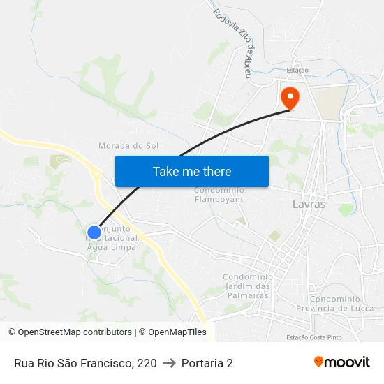 Rua Rio São Francisco, 220 to Portaria 2 map