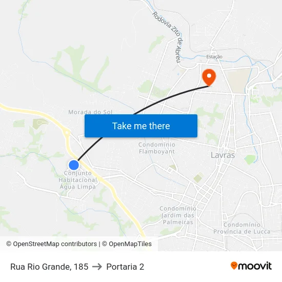 Rua Rio Grande, 185 to Portaria 2 map