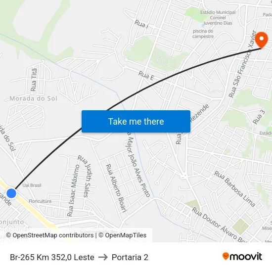 Br-265 Km 352,0 Leste to Portaria 2 map