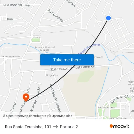 Rua Santa Teresinha, 101 to Portaria 2 map