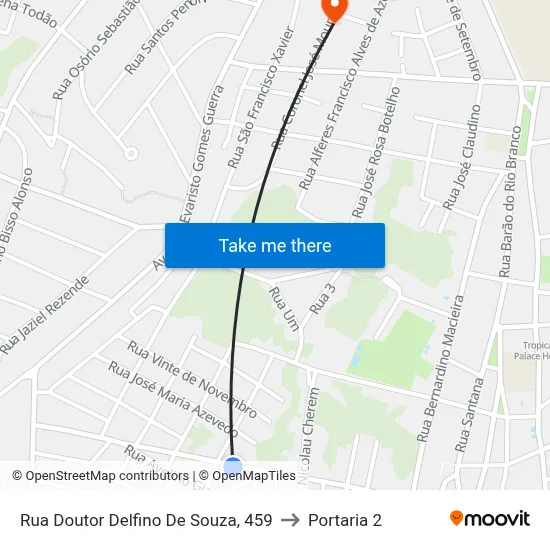 Rua Doutor Delfino De Souza, 459 to Portaria 2 map