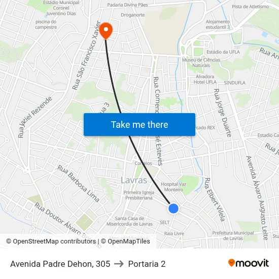 Avenida Padre Dehon, 305 to Portaria 2 map