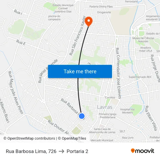 Rua Barbosa Lima, 726 to Portaria 2 map