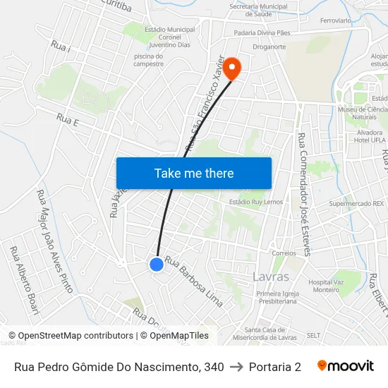Rua Pedro Gômide Do Nascimento, 340 to Portaria 2 map